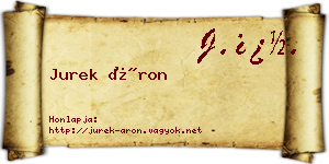 Jurek Áron névjegykártya